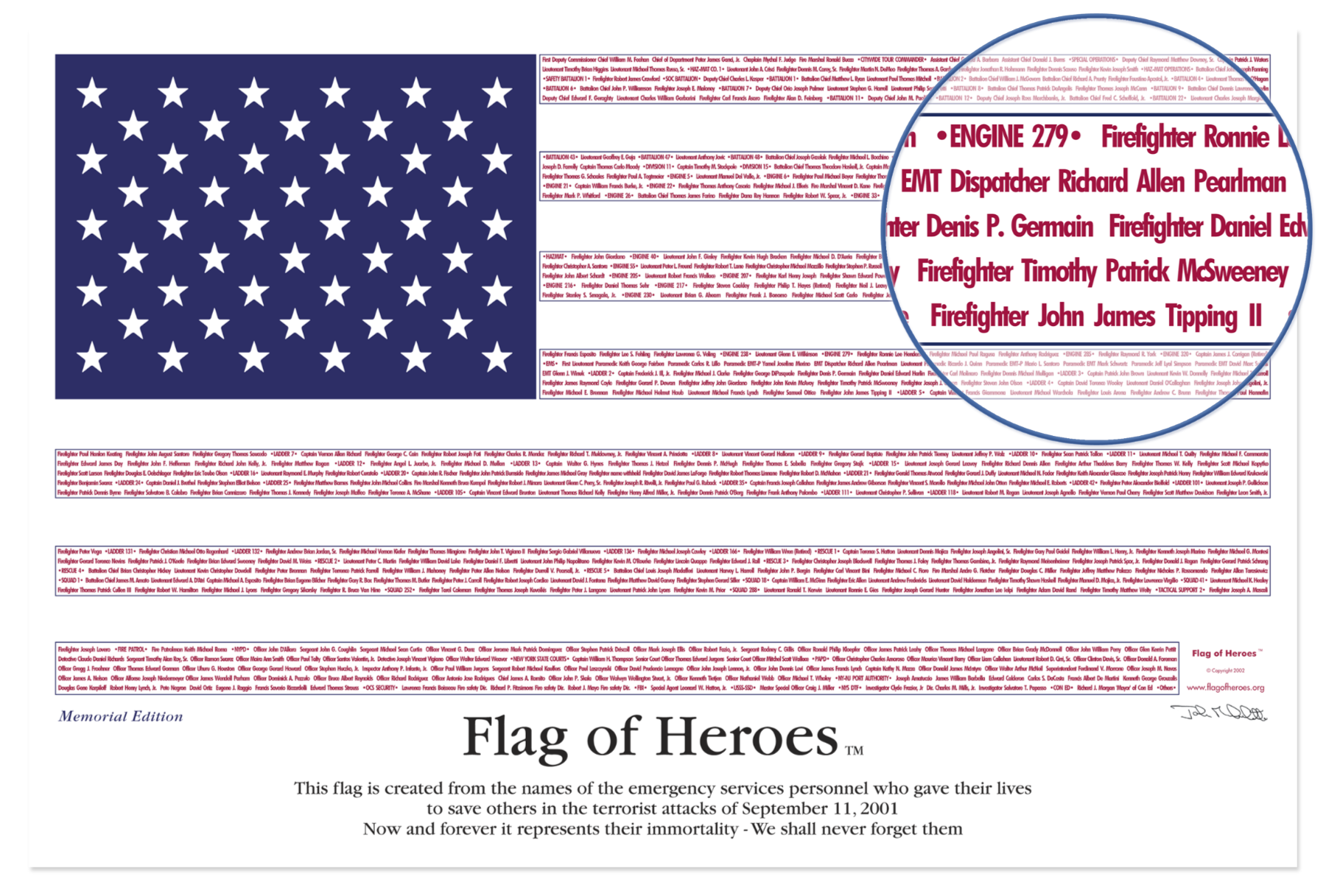 9/11 Flag of Heroes Aluminum Edition Print
